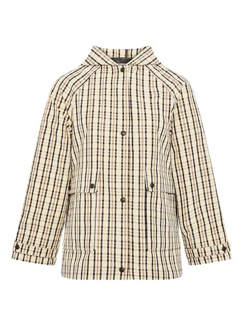Yves Salomon hooded check-pattern jacket - Neutrals - zdjęcie produktu nr 1
