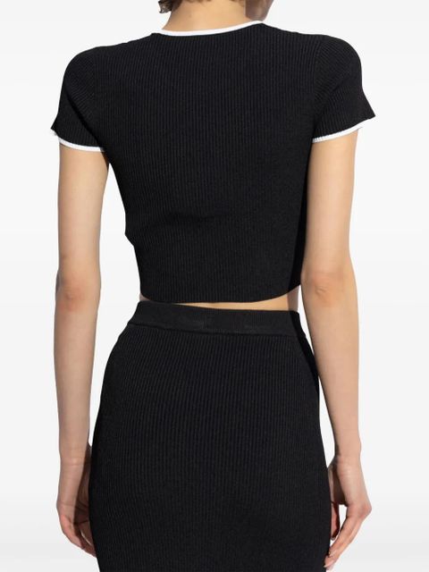 AMIRI ribbed embroidered logo crop top - Black