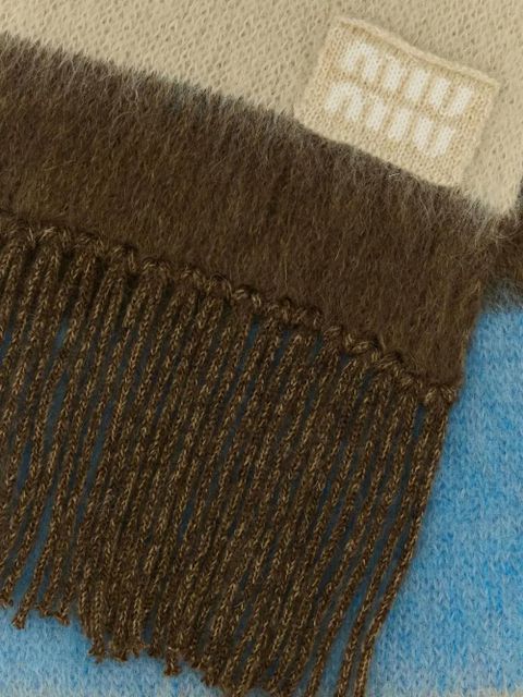 Miu Miu logo-embroidered scarf - Brown - zdjęcie produktu nr 2