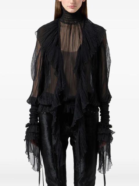 Blumarine high-neck lace blouse - Black - zdjęcie produktu nr 2