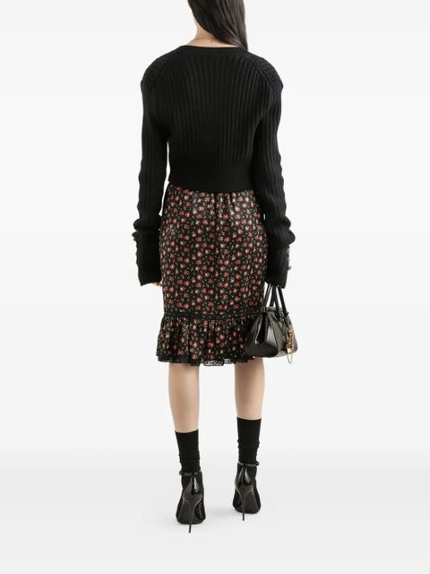 Dolce & Gabbana floral ruffled midi skirt - Black