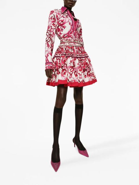 Dolce & Gabbana Majolica-print pleated skirt - Red