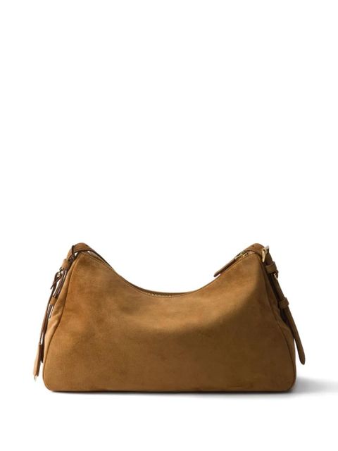 Prada large Aimèe suede tote bag - Brown