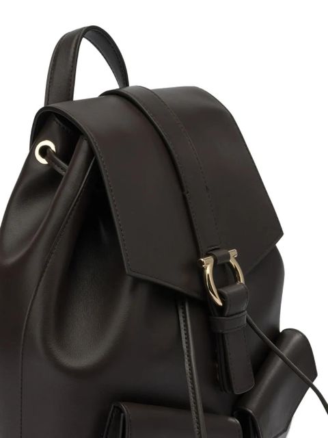 Ferragamo Gancini-plaque leather backpack - Brown