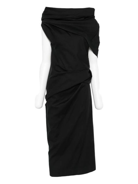 ENTIRE STUDIOS Moulded draped cowl-neck midi dress - Black
