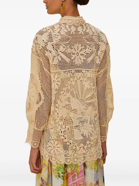 FARM Rio floral-lace long-sleeves shirt - Neutrals - zdjęcie produktu nr 2