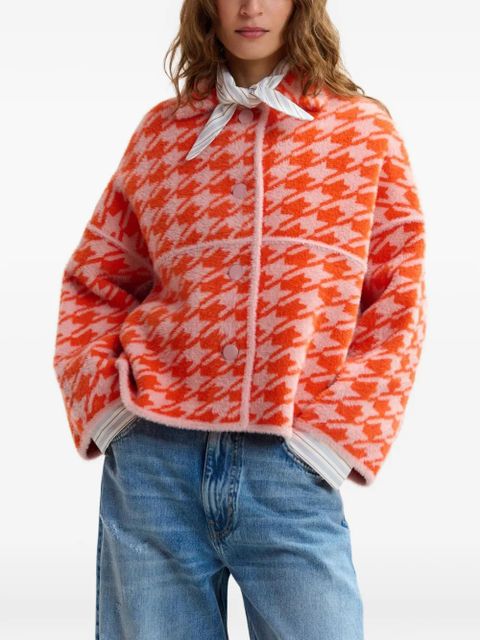 Essentiel Antwerp houndstooth button cardigan - Orange