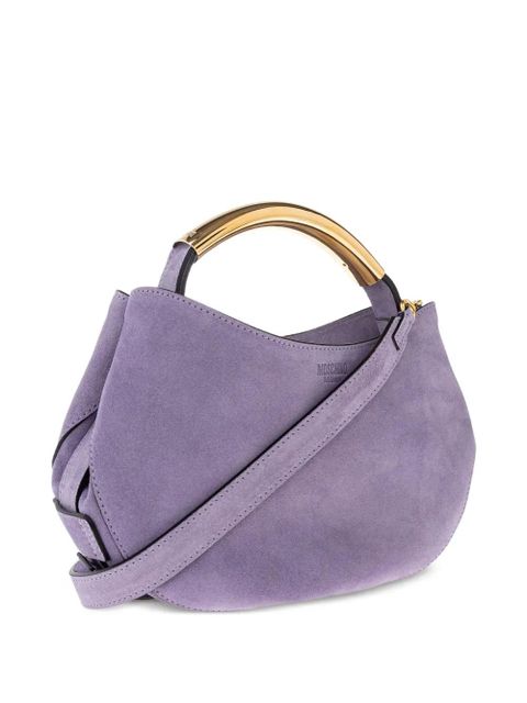 Moschino Handle-Me curved suede tote bag - Purple
