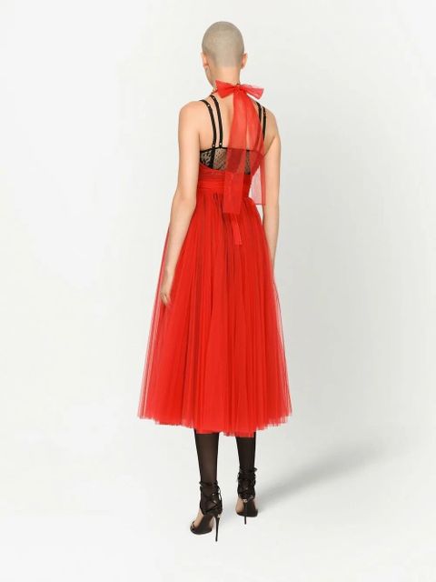 Dolce & Gabbana tulle halterneck midi dress - Red