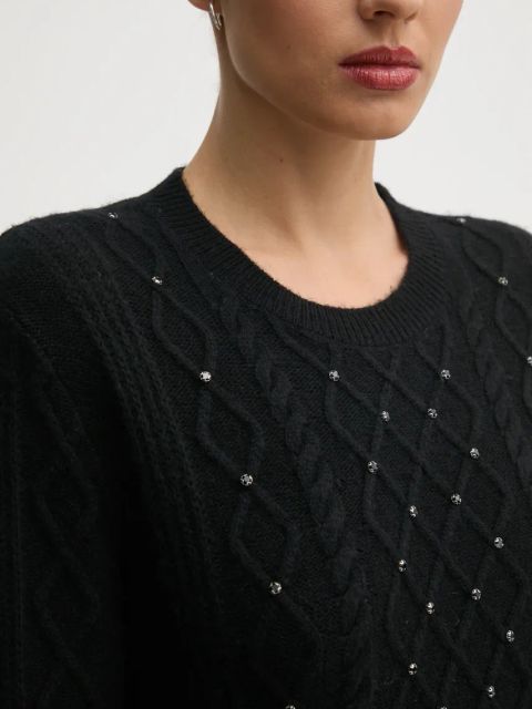 United Colors of Benetton sweter z domieszką wełny damski kolor czarny 1QCSD10CC