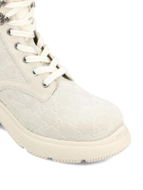 Gucci logo-pattern lace-up fastening boots - Neutrals