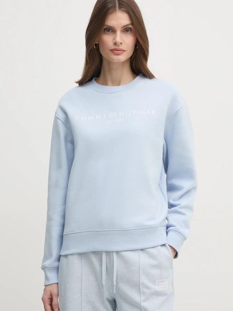 Tommy Hilfiger bluza damska kolor niebieski z nadrukiem WW0WW39791 - zdjęcie produktu nr 1
