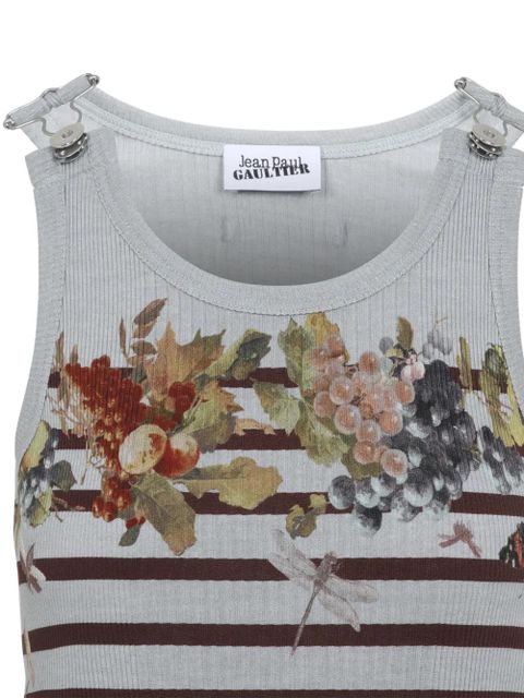 Jean Paul Gaultier striped floral-print dress - Grey