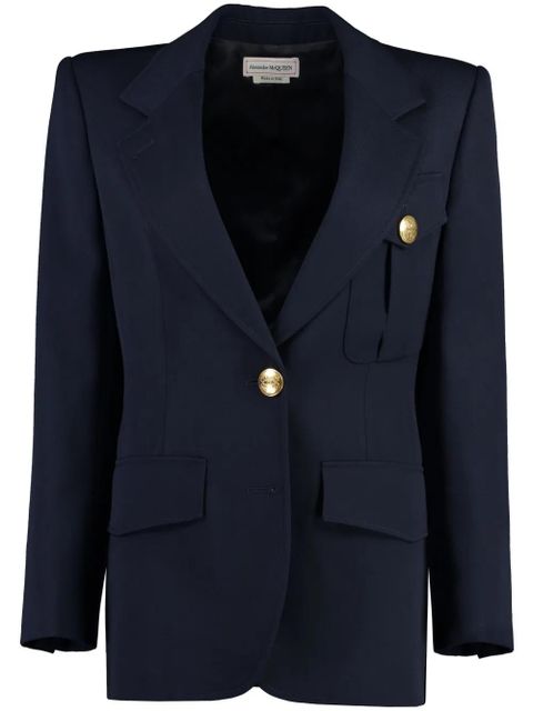 Alexander McQueen Military single-breasted blazer - Blue - zdjęcie produktu nr 1