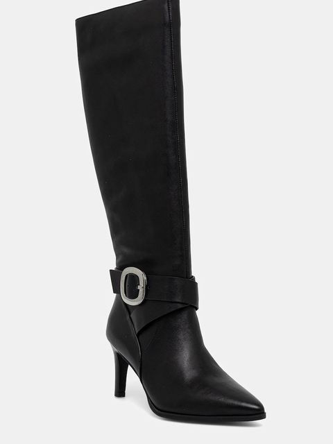 Answear.LAB kozaki skórzane kolor czarny na szpilce