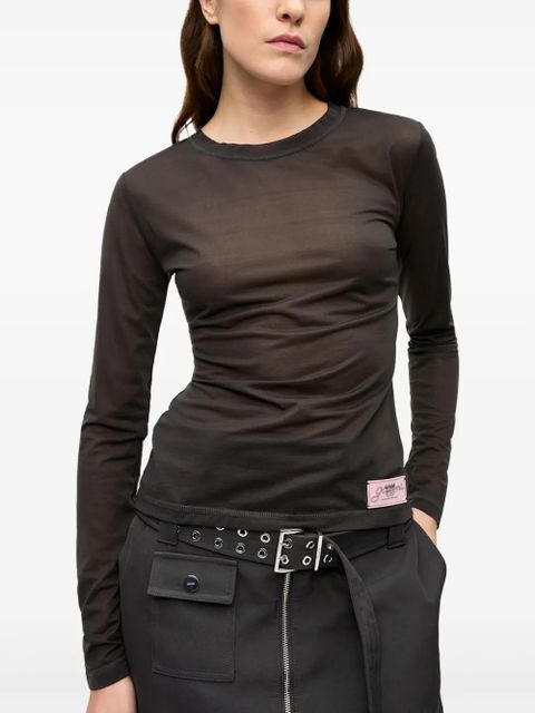 GANNI logo-patch T-shirt - Grey