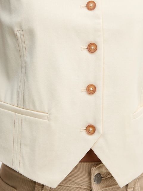 United Colors of Benetton kamizelka kolor beżowy jednorzędowa 2YVXDJ011