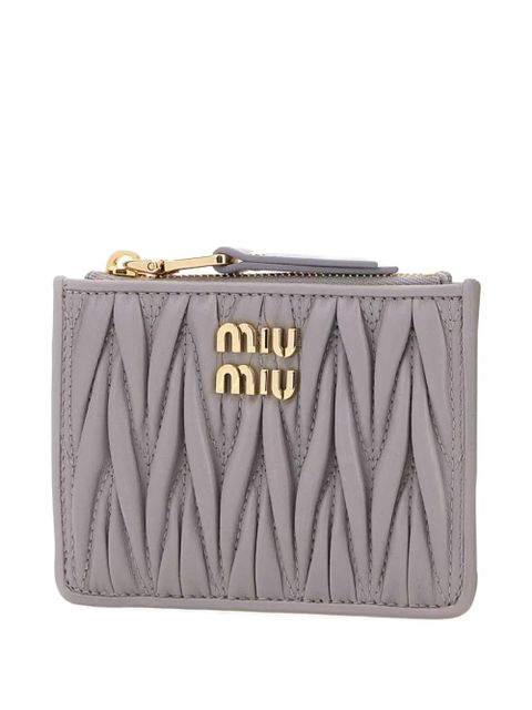 Miu Miu Matelassé nappa leather card holder - Grey
