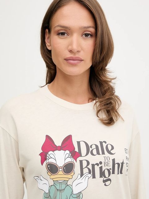 United Colors of Benetton longsleeve piżamowy damska kolor beżowy 3Y5E3M07Q