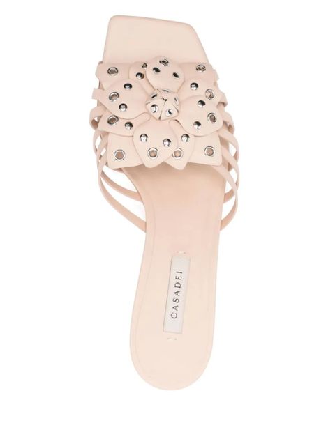 Casadei 50mm floral-appliqué sandals - Neutrals