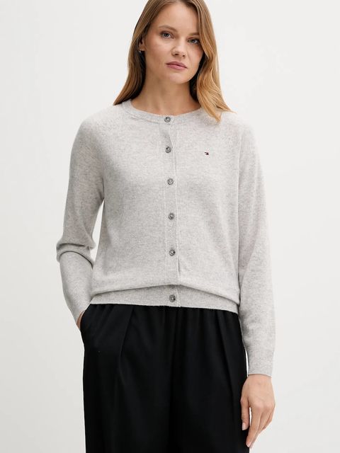 Tommy Hilfiger kardigan wełniany damski kolor szary lekki WW0WW47469 - zdjęcie produktu nr 1
