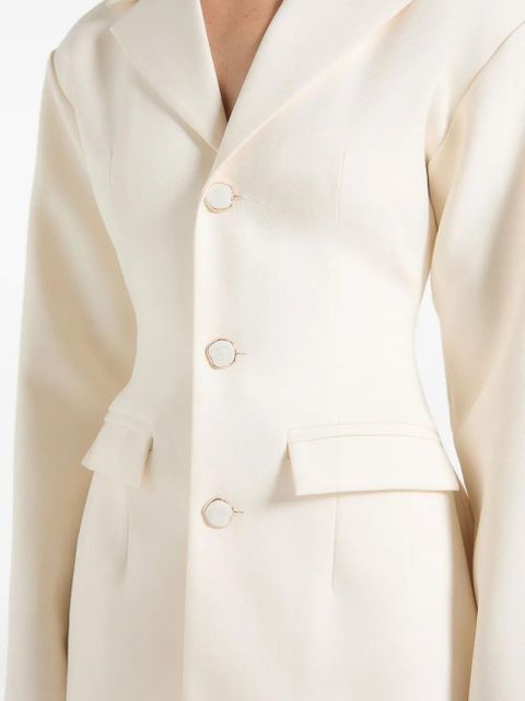 Manière De Voir Claire wide-shoulder belted-waist blazer - Neutrals