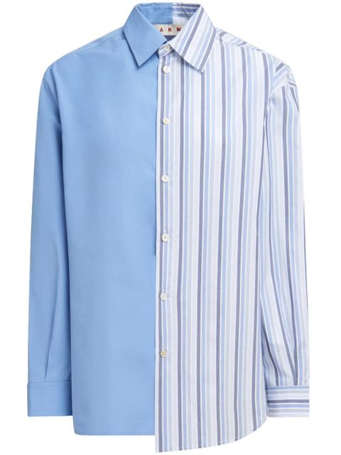 Marni panelled half-and-half cotton shirt - Blue - zdjęcie produktu nr 1
