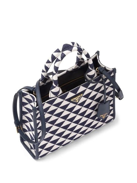 Prada small Symbole embroidered tote bag - Blue