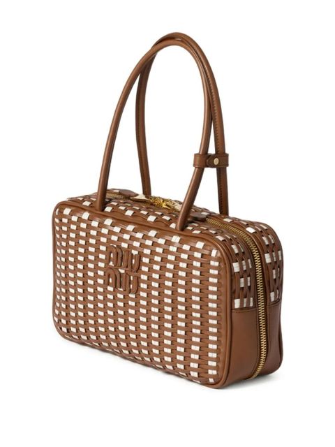 Miu Miu Bea woven-effect tote bag - Brown