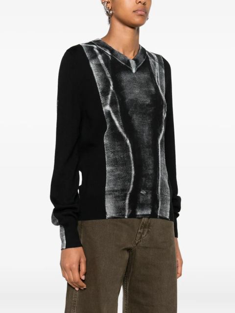 MM6 Maison Margiela V-neck graphic-print sweater - Black