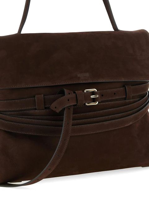 Moschino medium Tie Me suede shoulder bag - Brown