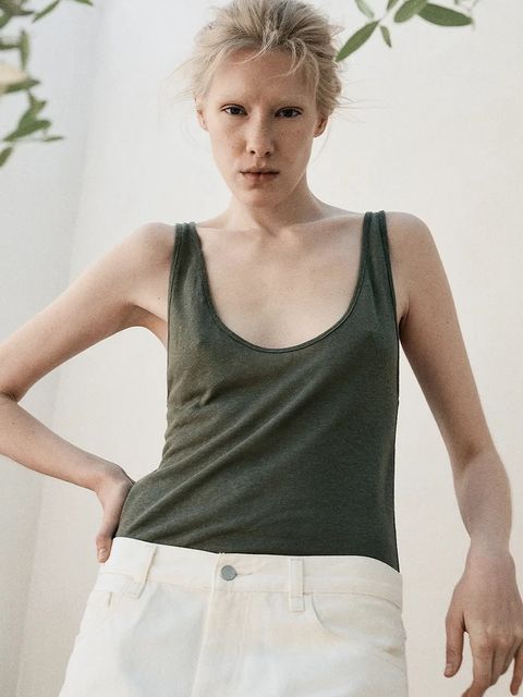 MUUV. top lniany CACHE damskie kolor zielony - zdjęcie produktu nr 1