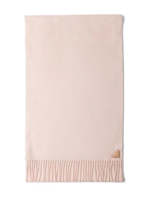 Prada triangle-logo fringed scarf - Pink - zdjęcie produktu nr 2
