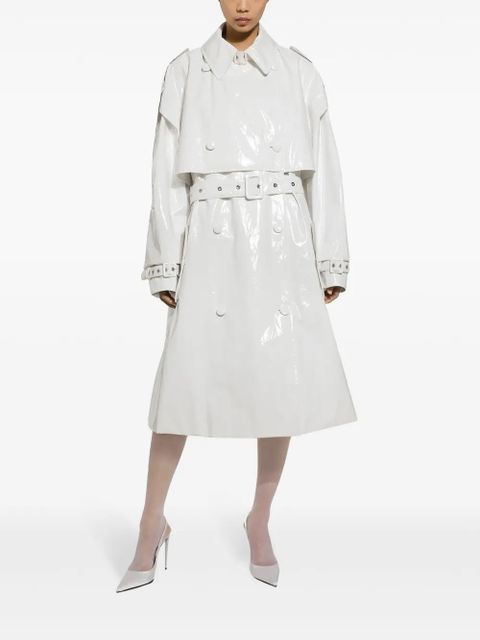 Dolce & Gabbana belted patent-finish trench coat - White - zdjęcie produktu nr 2