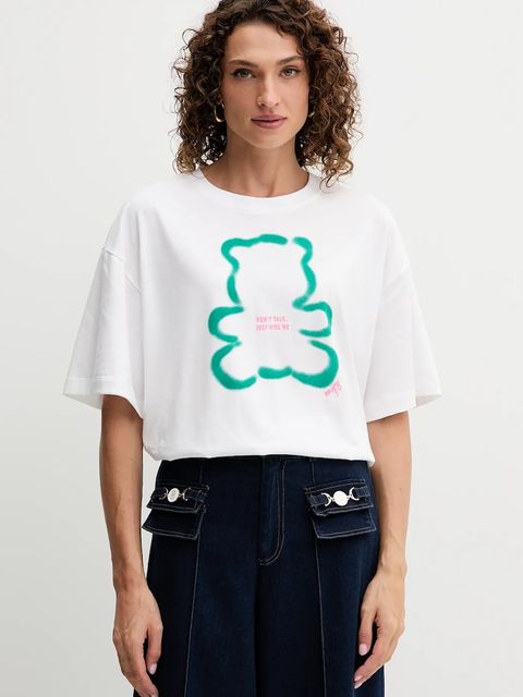 Twinset t-shirt bawełniany damski kolor biały 252AQ2120 - zdjęcie produktu nr 1