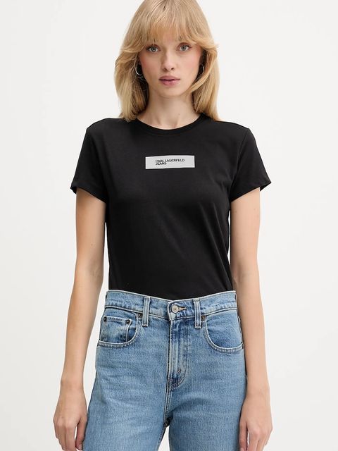 Karl Lagerfeld Jeans t-shirt bawełniany damski kolor czarny A4W17002 - zdjęcie produktu nr 1