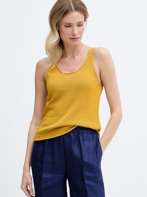 United Colors of Benetton top damski z lnem - zdjęcie produktu nr 1