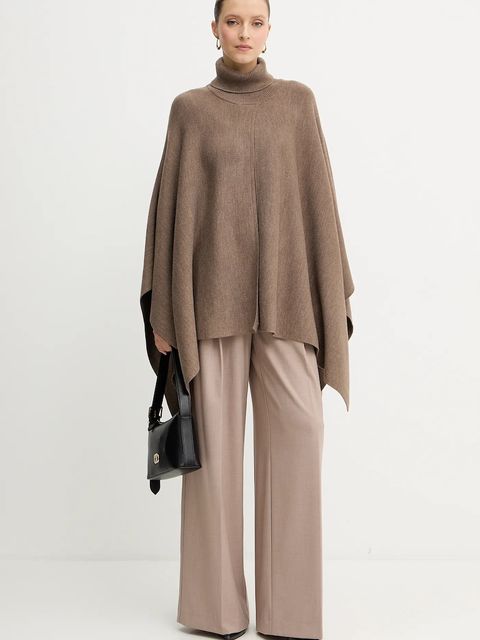 BOSS poncho z dodatkiem wełny kolor brązowy lekkie 50551146 - zdjęcie produktu nr 2