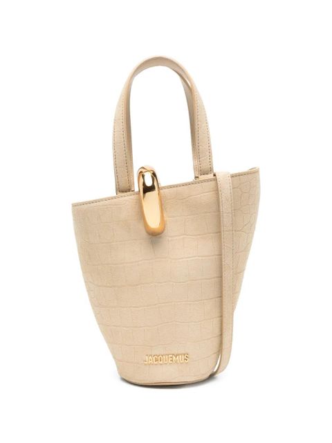 Jacquemus Le Petit Bambola crocodile-effect suede tote bag - Neutrals - zdjęcie produktu nr 1