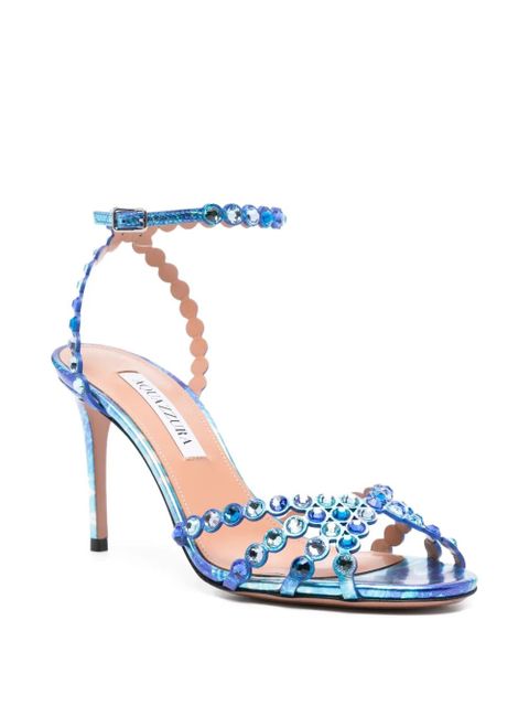 Aquazzura 85 mm Tequila crystal-embellished stiletto sandals - Blue - zdjęcie produktu nr 2
