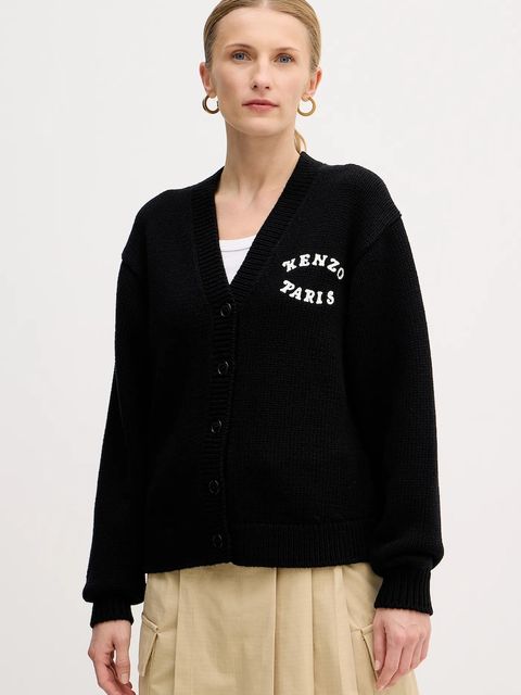 Kenzo kardigan wełniany x Verdy damski kolor czarny ciepły FF52CA4773CX.99J