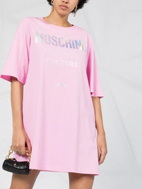 Moschino logo printed T-shirt dress - Pink