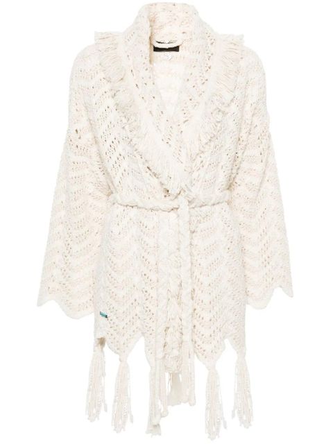 Alanui chevron-knit fringed cardigan - Neutrals - zdjęcie produktu nr 1