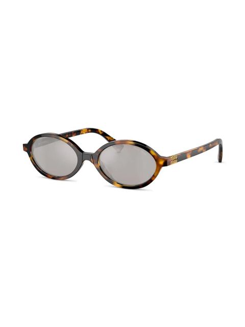 Miu Miu Eyewear logo-lettering sunglasses - Brown - zdjęcie produktu nr 2