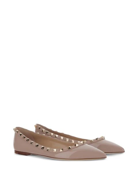 Valentino Garavani Rockstud patent leather ballet flats - Pink
