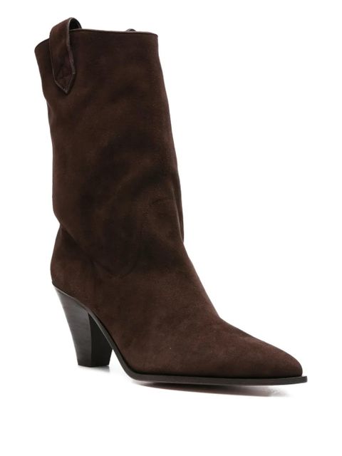 Aquazzura 80mm suede leather cowboy boots - Brown - zdjęcie produktu nr 2