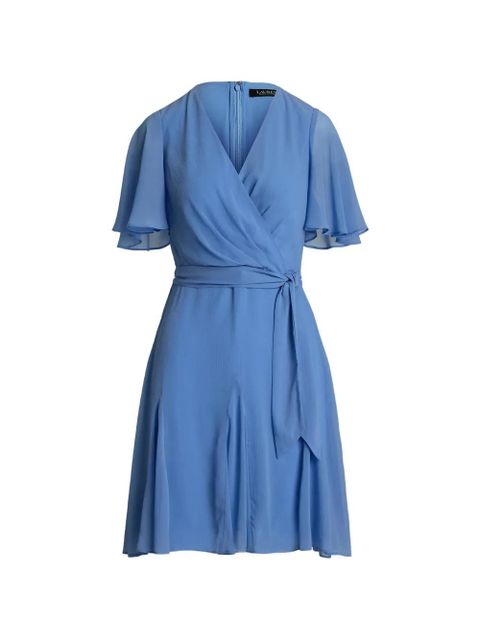 Lauren Ralph Lauren wrap-style flutter-sleeve mini dress - Blue - zdjęcie produktu nr 1