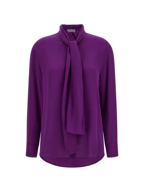 Balenciaga scarf-collar silk shirt - Purple - zdjęcie produktu nr 1