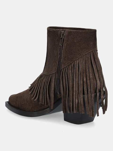 Answear.LAB kowbojki zamszowe kolor brązowy na słupku