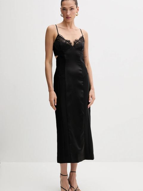 Bardot sukienka kolor czarny midi prosta 60025DB - zdjęcie produktu nr 1